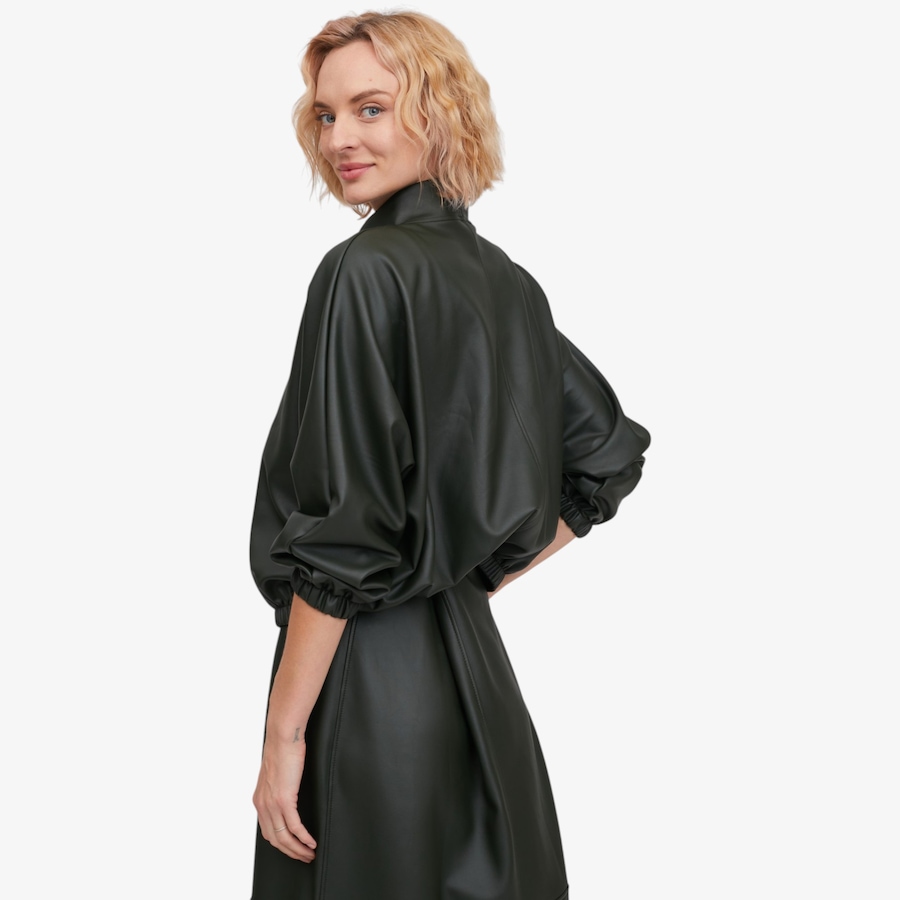Image 134244_ALTMORE2.jpg, Product 134-244 / Price $109.99, Kim & Co. Stretch Leather Look Elastic Hem Bomber Jacket from Kim & Co. on TSC.ca's Fashion department