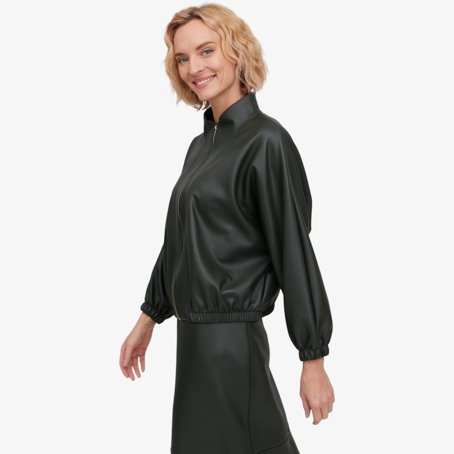 Image 134244_ALTMORE3.jpg, Product 134-244 / Price $109.99, Kim & Co. Stretch Leather Look Elastic Hem Bomber Jacket from Kim & Co. on TSC.ca's Fashion department