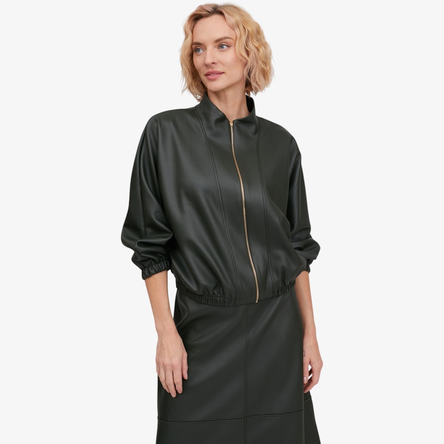 Image 134244_TYM.jpg, Product 134-244 / Price $109.99, Kim & Co. Stretch Leather Look Elastic Hem Bomber Jacket from Kim & Co. on TSC.ca's Fashion department