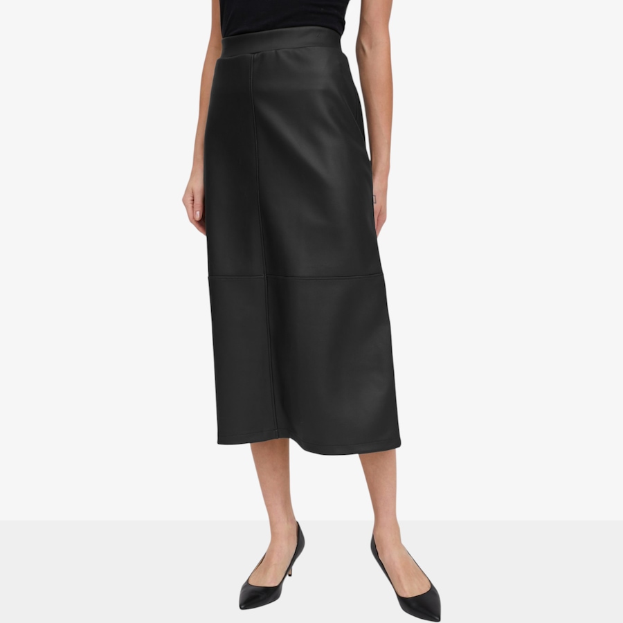 Image 134245_BLK.jpg, Product 134-245 / Price $79.99, Kim & Co. Stretch Leather Look Long Skirt from Kim & Co. on TSC.ca's Fashion department