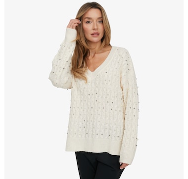 Tower Hill V-Neck Beaded Sweater