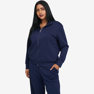 Carrie O Flex-Form Knit Zip Jacket with Stripe Detail