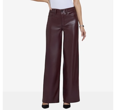 NYDJ Teresa High Rise Faux Stretch Leather Wide Leg Pant