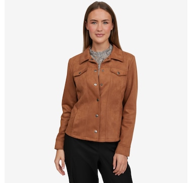 Legacy Aura Stretch Faux Suede Snap Front Shirt Jacket