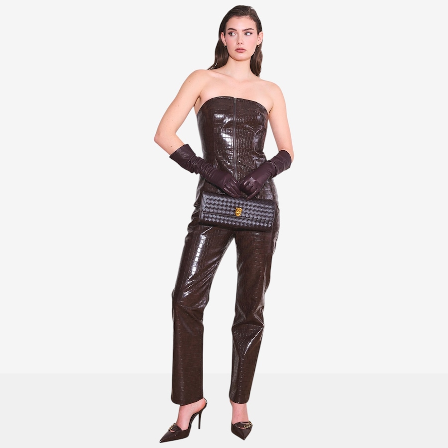 Image 134580_BRN.jpg, Product 134-580 / Price $200.00, Hilary MacMillan Embossed Croc Pants from Hilary MacMillan on TSC.ca's Fashion department