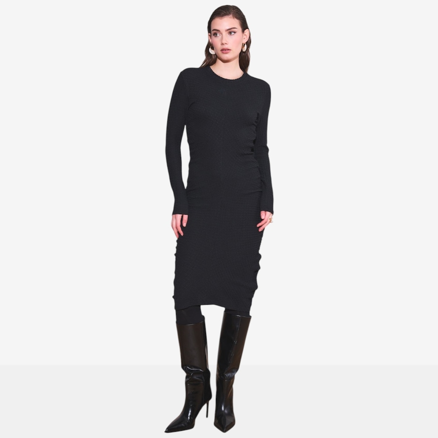 Image 134583_BLK.jpg, Product 134-583 / Price $180.00, Hilary MacMillan Popcorn Long Sleeve Ruched Dress from Hilary MacMillan on TSC.ca's Fashion department