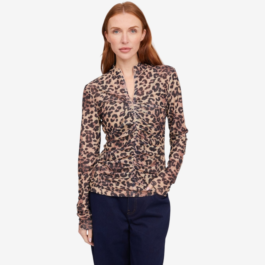 Image 134672_COC.jpg, Product 134-672 / Price $79.99, Badgley Mischka Chloe Half Zipper Stretch Knit Leopard Print Top from Badgley Mischka on TSC.ca's Fashion department
