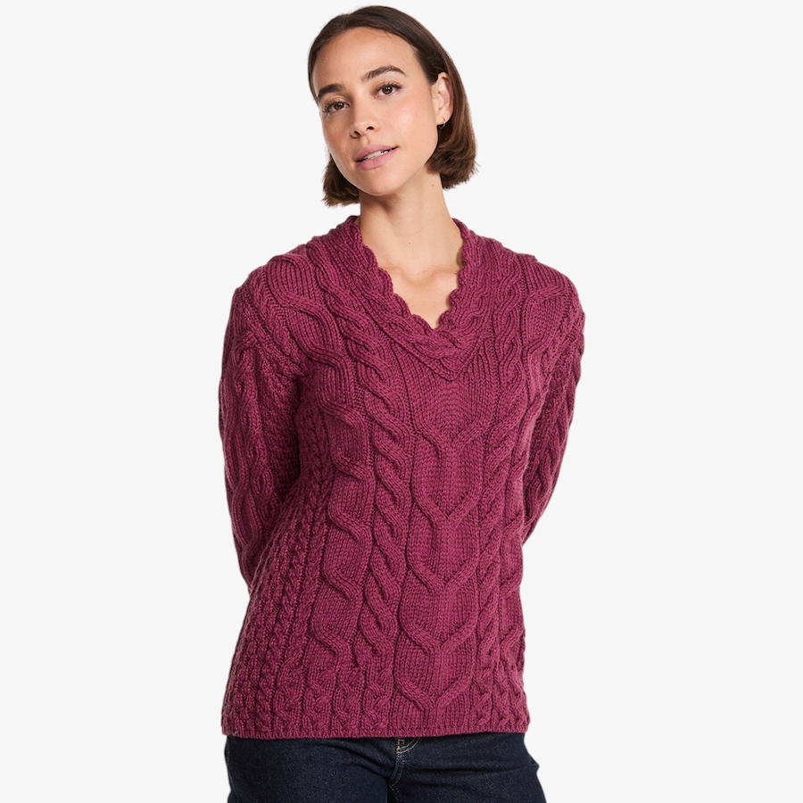 Image 134690_JAM.jpg, Product 134-690 / Price $160.00, Aran Woollen Mills Fitted V-Neck Sweater from Aran Woollen Mills on TSC.ca's Fashion department