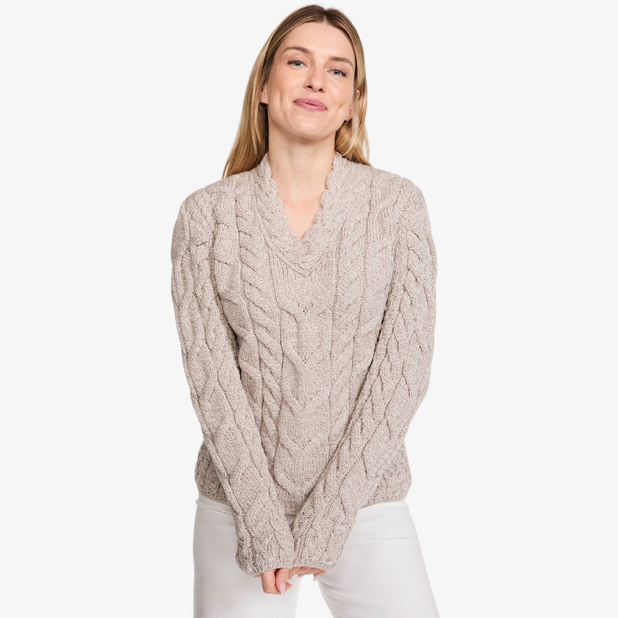 Image 134690_TDOAT.jpg, Product 134-690 / Price $160.00, Aran Woollen Mills Fitted V-Neck Sweater from Aran Woollen Mills on TSC.ca's Fashion department