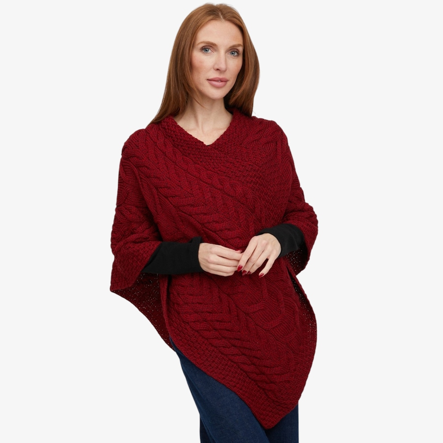 Image 134692_RRED.jpg, Product 134-692 / Price $135.00, Aran Woollen Mills Triangular Poncho from Aran Woollen Mills on TSC.ca's Fashion department