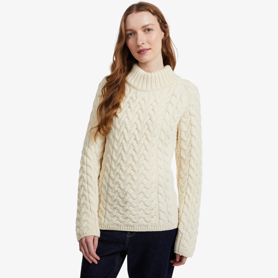 Image 134702_WHT.jpg, Product 134-702 / Price $145.00, Aran Woollen Mills Shaped Crew Neck Sweater from Aran Woollen Mills on TSC.ca's Fashion department