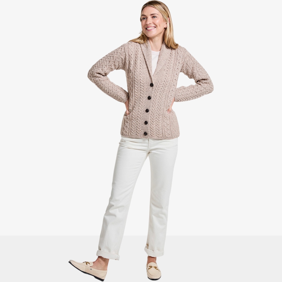 Image 134705_ALTMORE1.jpg, Product 134-705 / Price $160.00, Aran Woollen Mills Shawl Collar Aran Cardigan from Aran Woollen Mills on TSC.ca's Fashion department