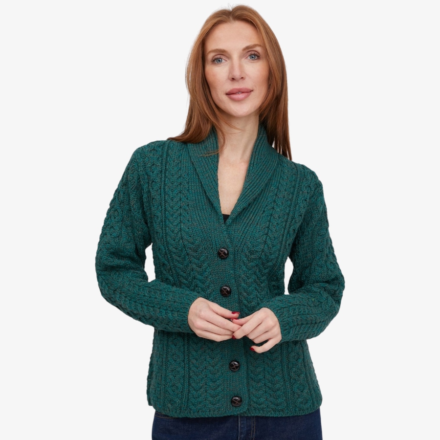 Image 134705_CONGN.jpg, Product 134-705 / Price $160.00, Aran Woollen Mills Shawl Collar Aran Cardigan from Aran Woollen Mills on TSC.ca's Fashion department