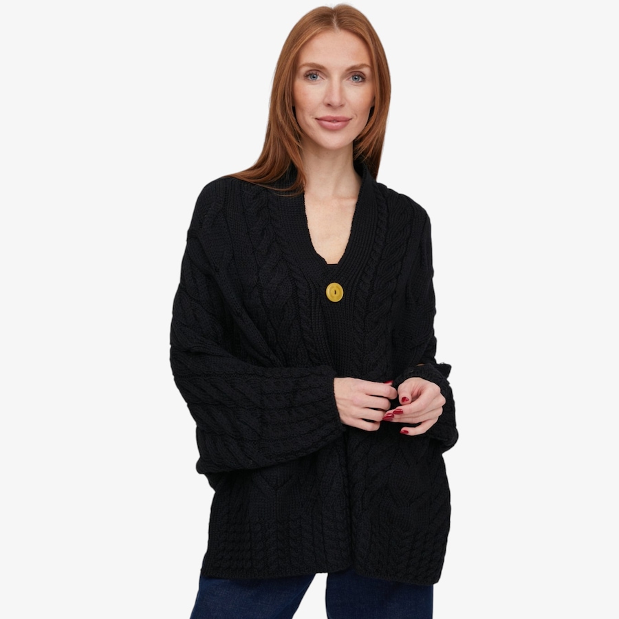 Image 134711_BLK.jpg, Product 134-711 / Price $150.00, Aran Woollen Mills Wrap Cardigan from Aran Woollen Mills on TSC.ca's Fashion department