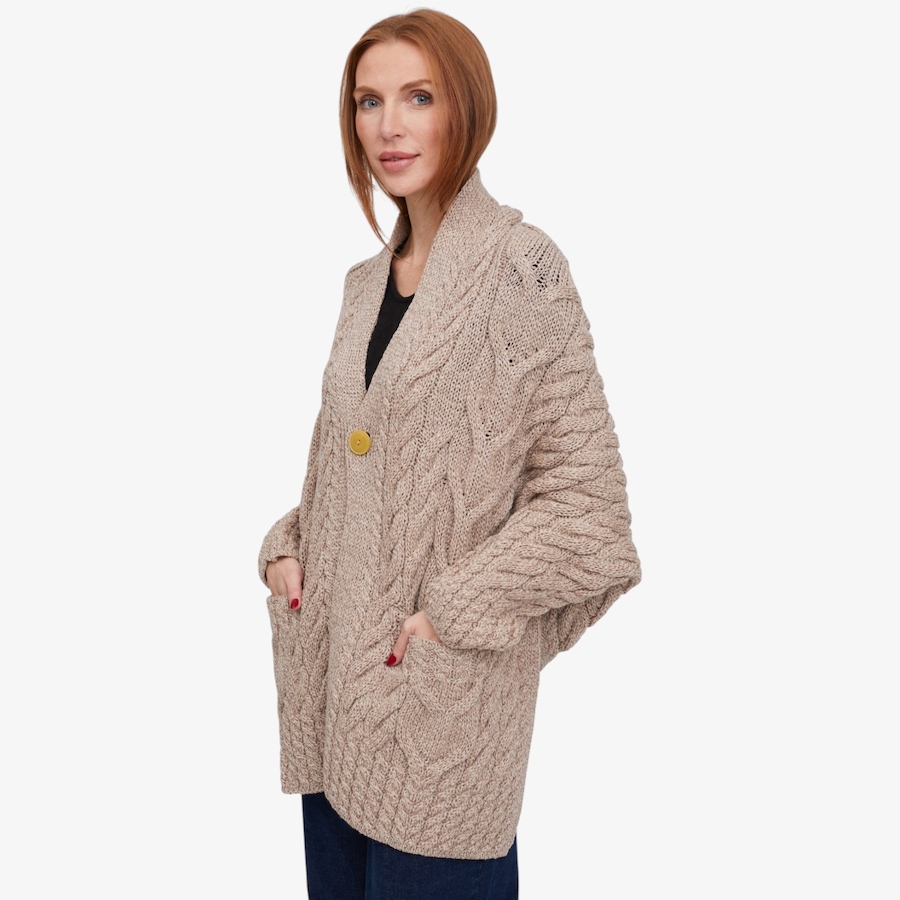 Image 134711_WCKR.jpg, Product 134-711 / Price $150.00, Aran Woollen Mills Wrap Cardigan from Aran Woollen Mills on TSC.ca's Fashion department