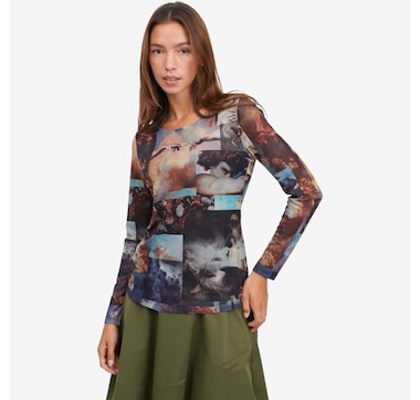 Red Coral Gallery Mesh Top