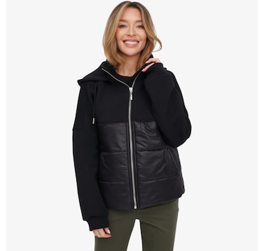 Wynne Layers Mixed Media Scuba Puffer Coat