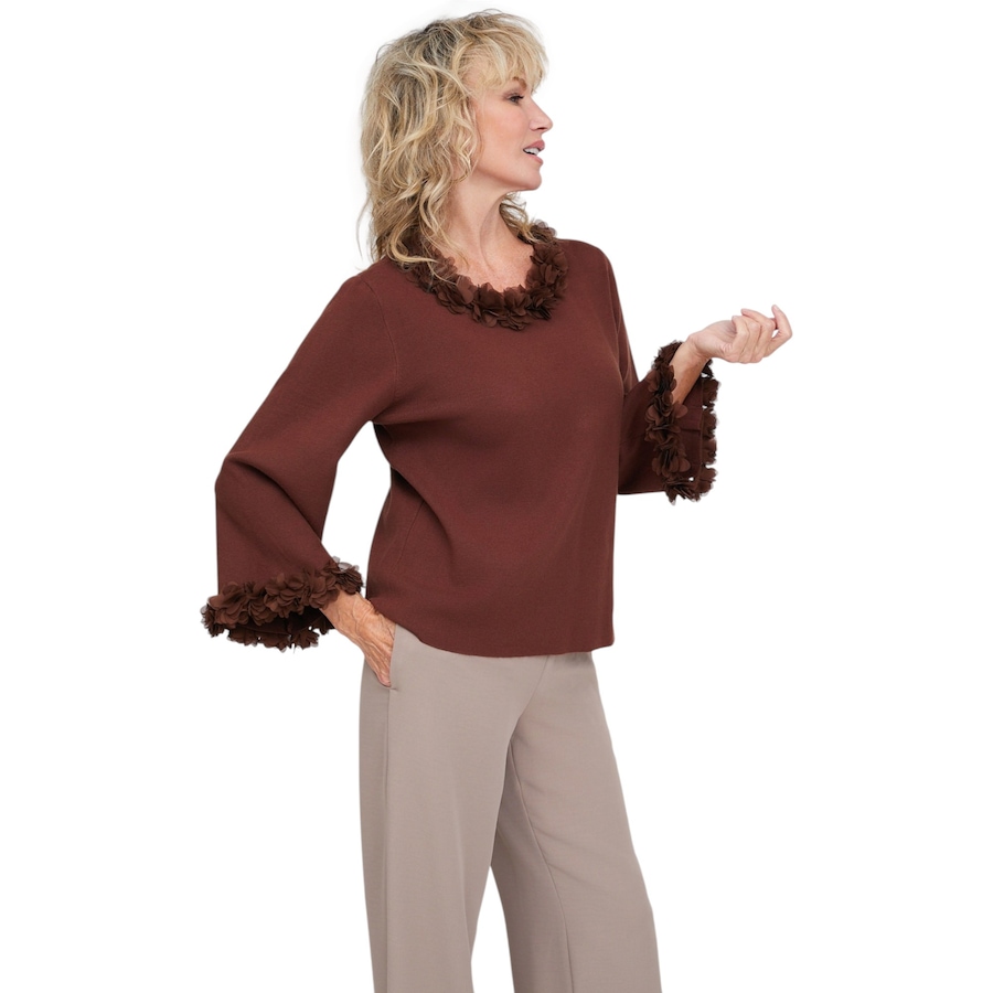 Image 136117_ALTMORE3.jpg, Product 136-117 / Price $99.99, Brian Bailey Martina Knit Sweater with Chiffon Petal Trim from Brian Bailey on TSC.ca's Fashion department