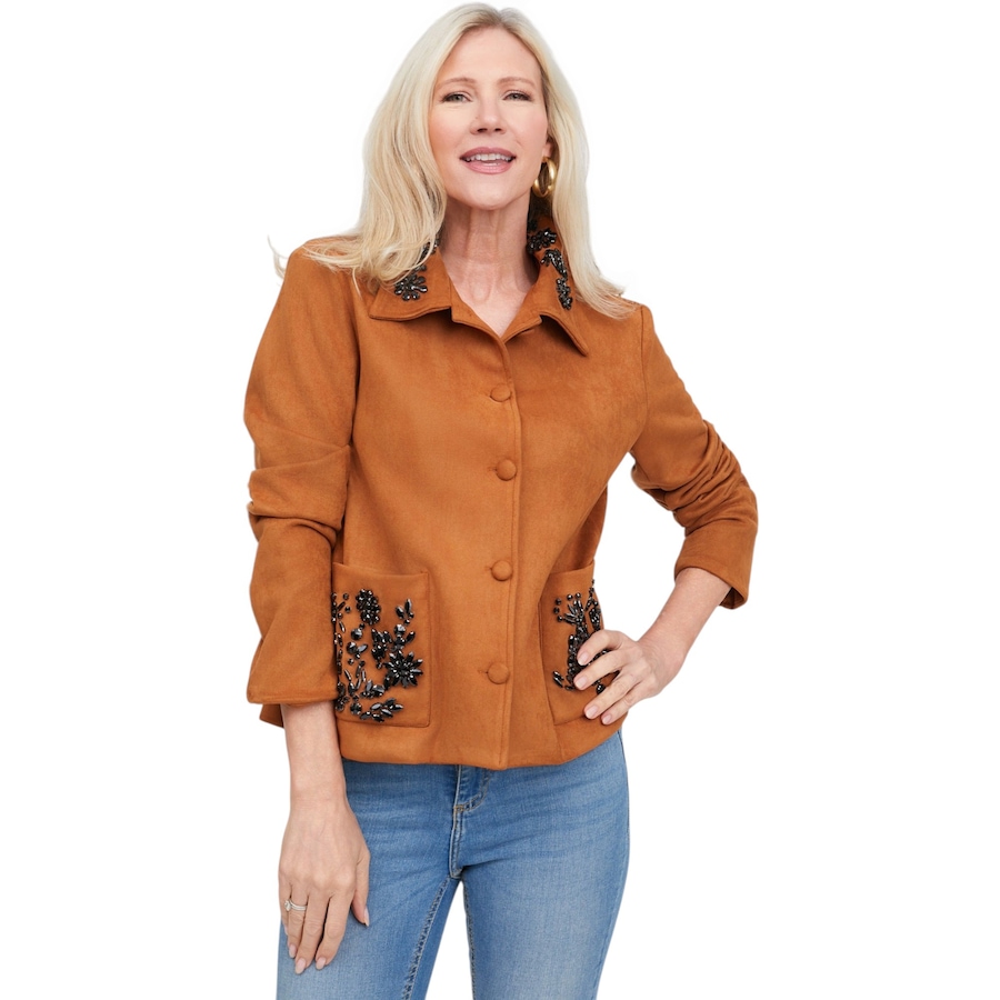 Image 136125_AMB.jpg, Product 136-125 / Price $159.99, Brian Bailey Faux Suede Crystal Embellished Jacket from Brian Bailey on TSC.ca's Fashion department