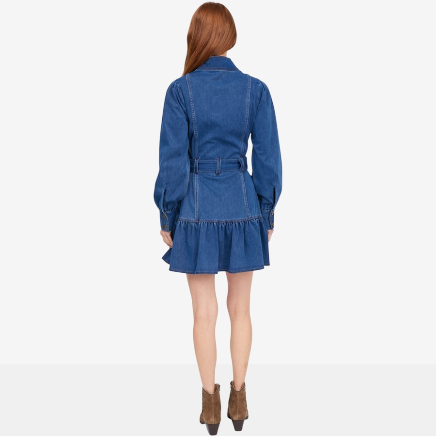 Image 136161_ALTMORE2.jpg, Product 136-161 / Price $120.00, Badgley Mischka Blossom Denim Dress with Flutter Hem from Badgley Mischka on TSC.ca's Fashion department