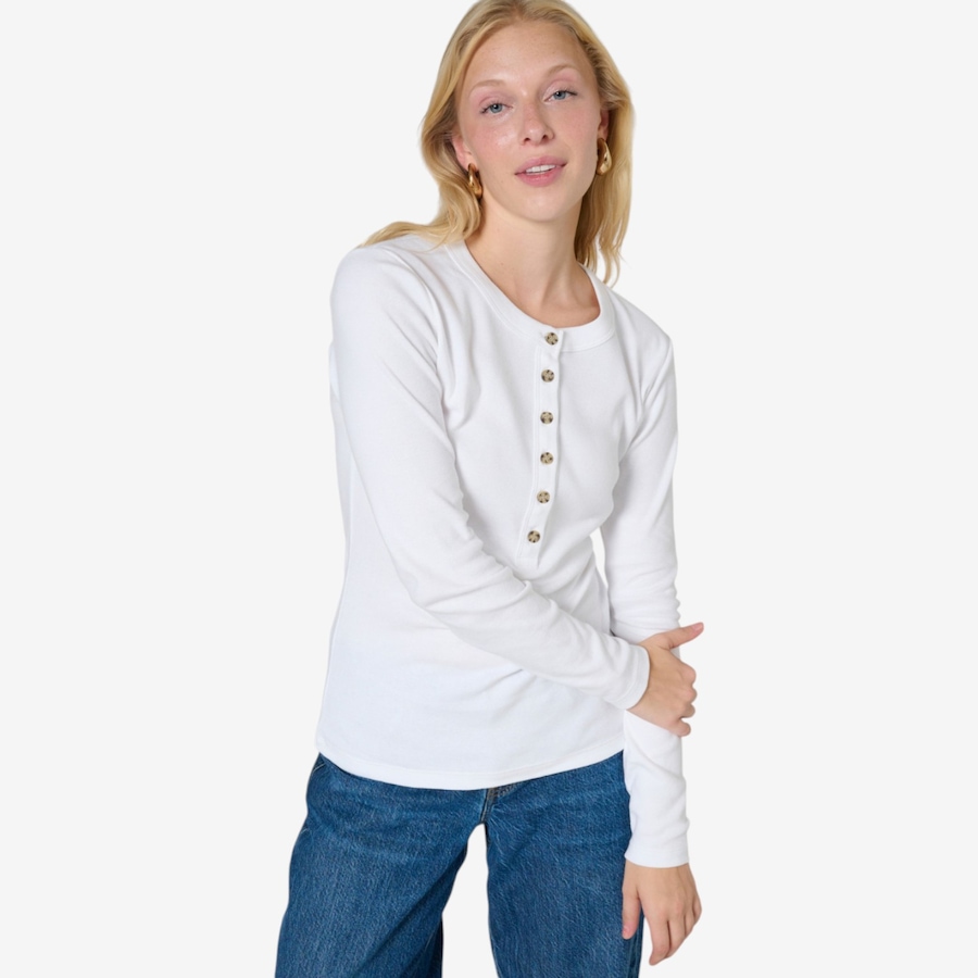 Image 137264_WHT.jpg, Product 137-264 / Price $59.99, Preloved Glynis Henley Top from Preloved on TSC.ca's Fashion department