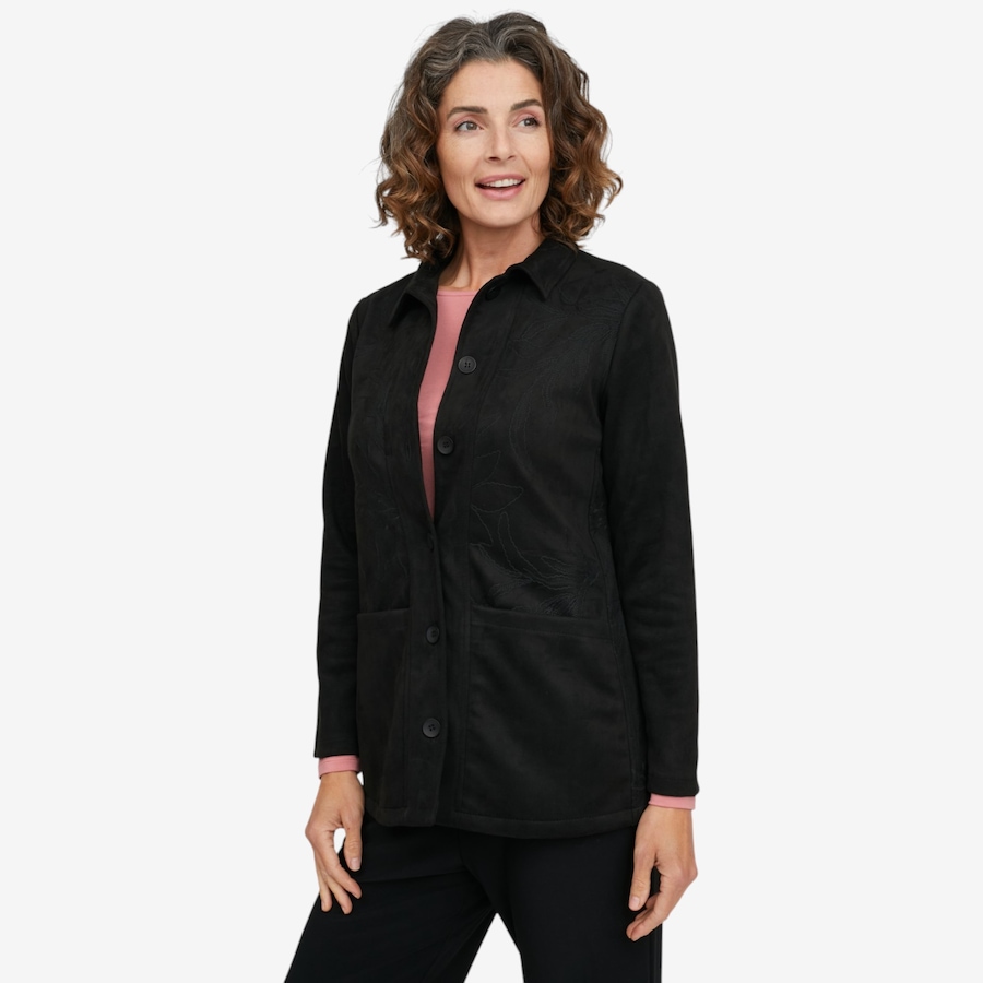 Image 137570_BLK.jpg, Product 137-570 / Price $89.99, Mr. Max Stretch Faux Suede Christina Jacket with Embroidered Detail from Mr. Max on TSC.ca's Fashion department
