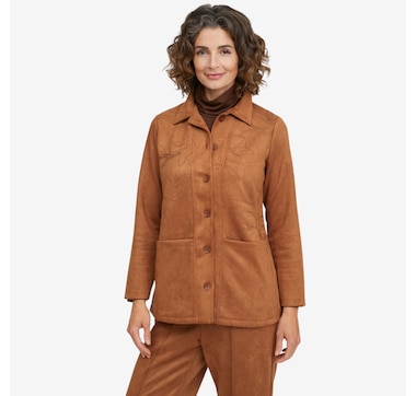 Mr. Max Stretch Faux Suede Christina Jacket with Embroidered Detail