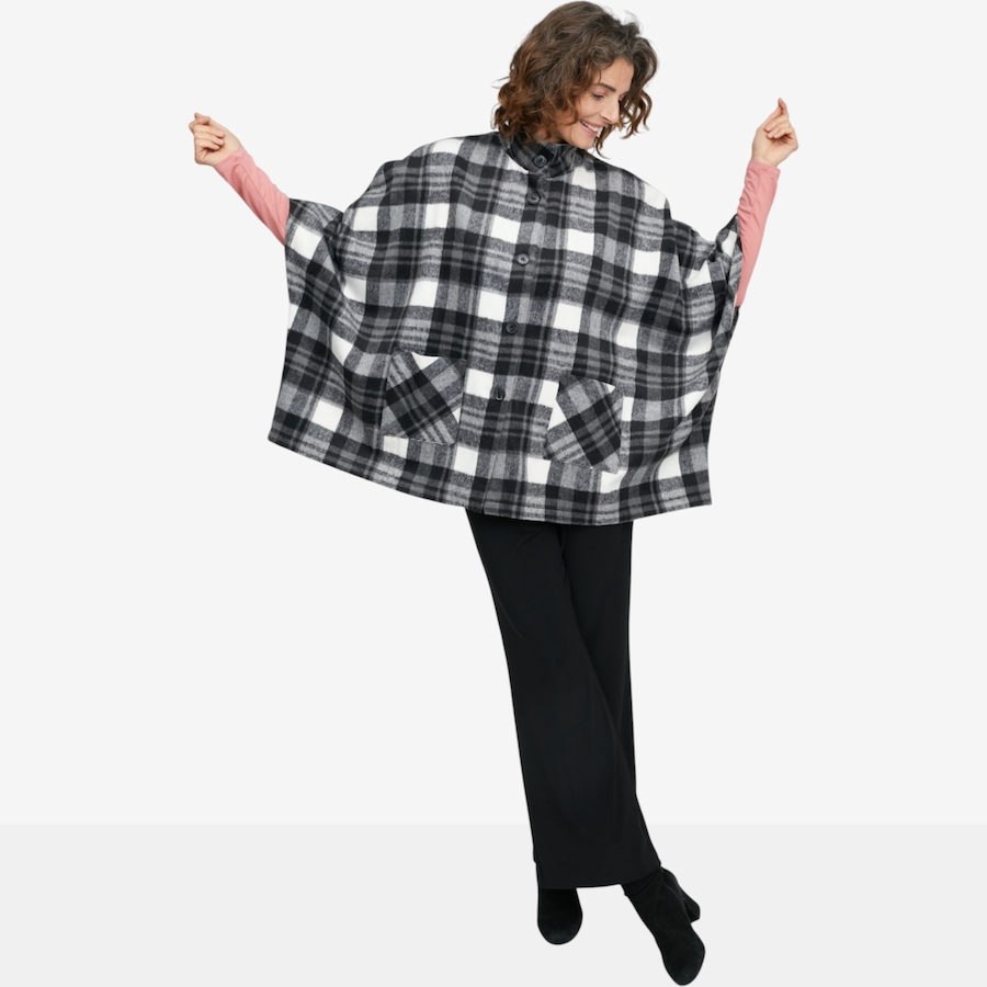 Image 137585_ALTMORE3.jpg, Product 137-585 / Price $99.99, Mr. Max Kelly Plaid Button Front Poncho from Mr. Max on TSC.ca's Fashion department