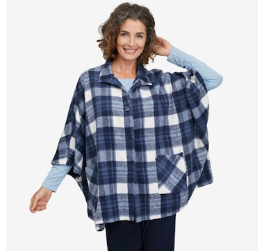 Mr. Max Kelly Plaid Button Front Poncho