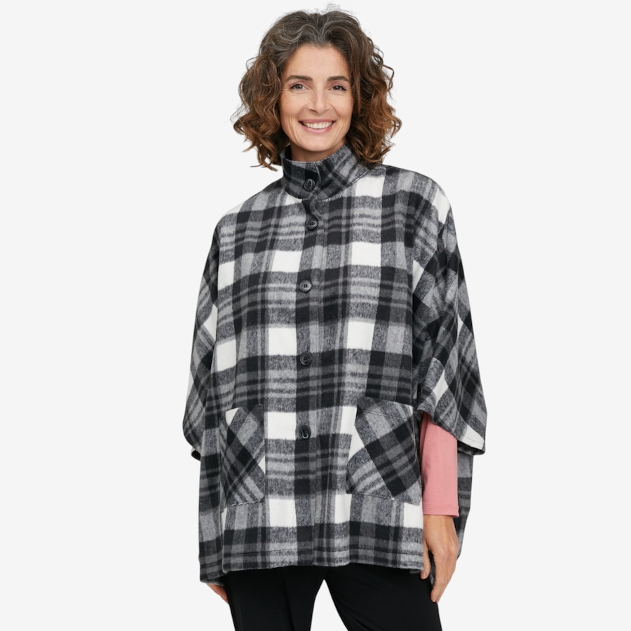 Image 137585_GMU.jpg, Product 137-585 / Price $99.99, Mr. Max Kelly Plaid Button Front Poncho from Mr. Max on TSC.ca's Fashion department