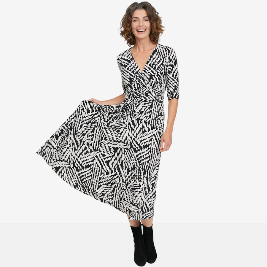 Image 137595_ALTMORE1.jpg, Product 137-595 / Price $79.99, Mr. Max Printed Brazil Knit /4 Sleeve Faux Wrap Diane Dress with Shirring Detail from Mr. Max on TSC.ca's Fashion department