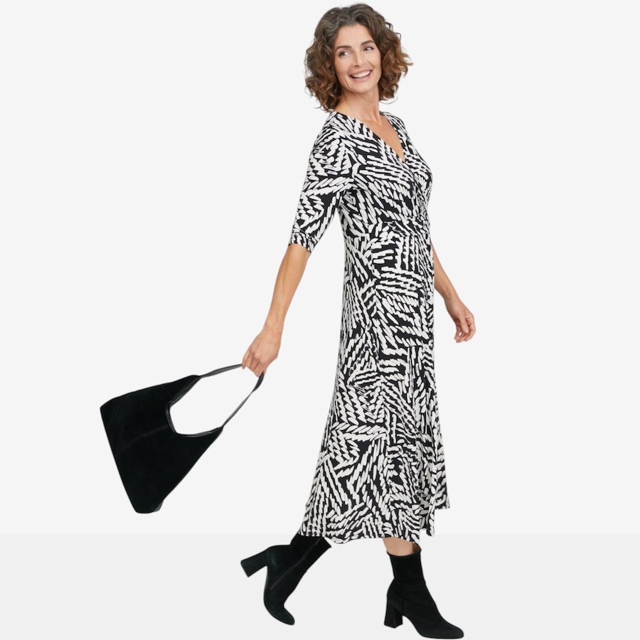 Image 137595_ALTMORE3.jpg, Product 137-595 / Price $79.99, Mr. Max Printed Brazil Knit /4 Sleeve Faux Wrap Diane Dress with Shirring Detail from Mr. Max on TSC.ca's Fashion department