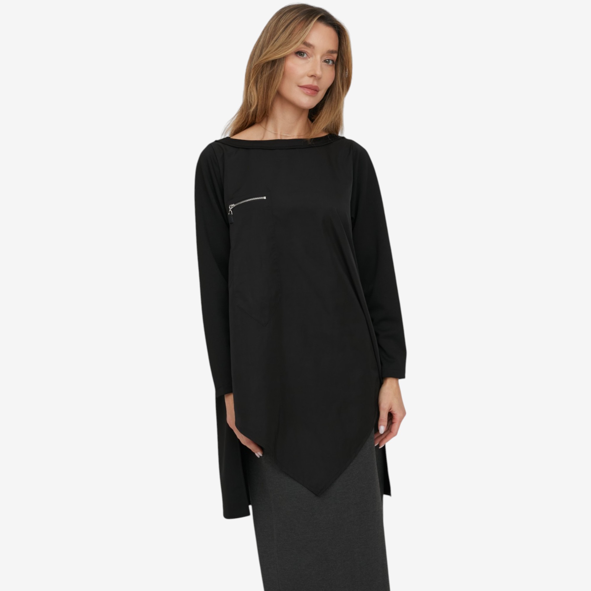 Red Coral V-Hem Zip Tunic Top - TSC.ca