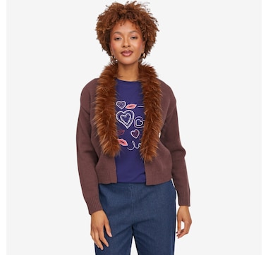 Luna Faux Fur Trimmed Cardigan