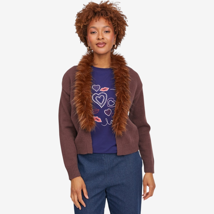 Image 146318_BRN.jpg, Product 146-318 / Price $109.99, Luna Faux Fur Trimmed Cardigan from Luna on TSC.ca's Fashion department