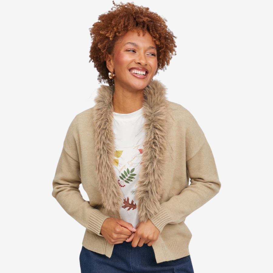 Image 146318_OAM.jpg, Product 146-318 / Price $109.99, Luna Faux Fur Trimmed Cardigan from Luna on TSC.ca's Fashion department
