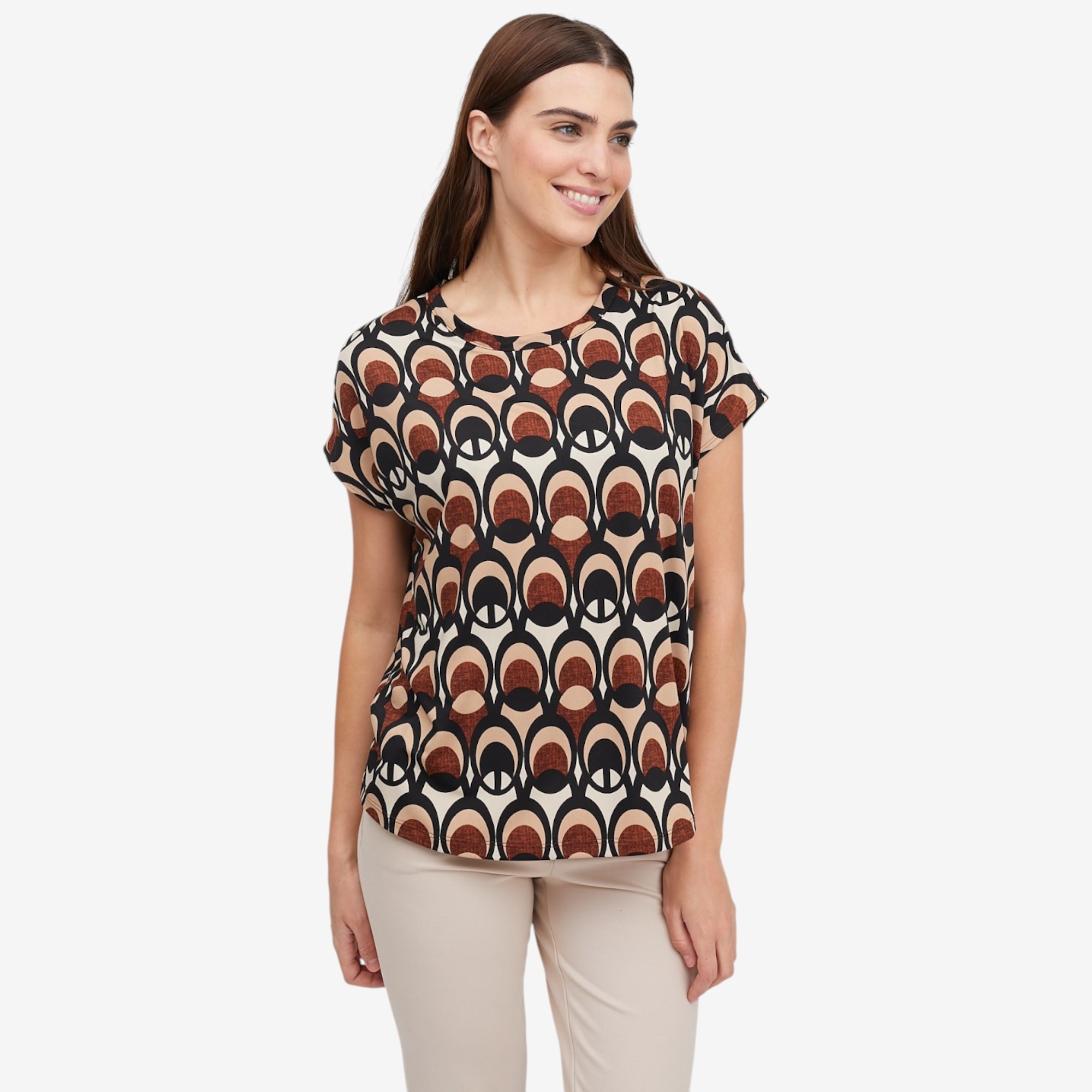 Kim & Co. Printed Brazil Knit Relaxed Short Dolman Sleeve Top - TSC.ca
