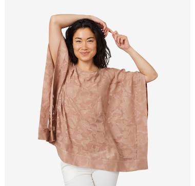 Nina Leonard Boatneck Jacquard Chiffon Kimono Top