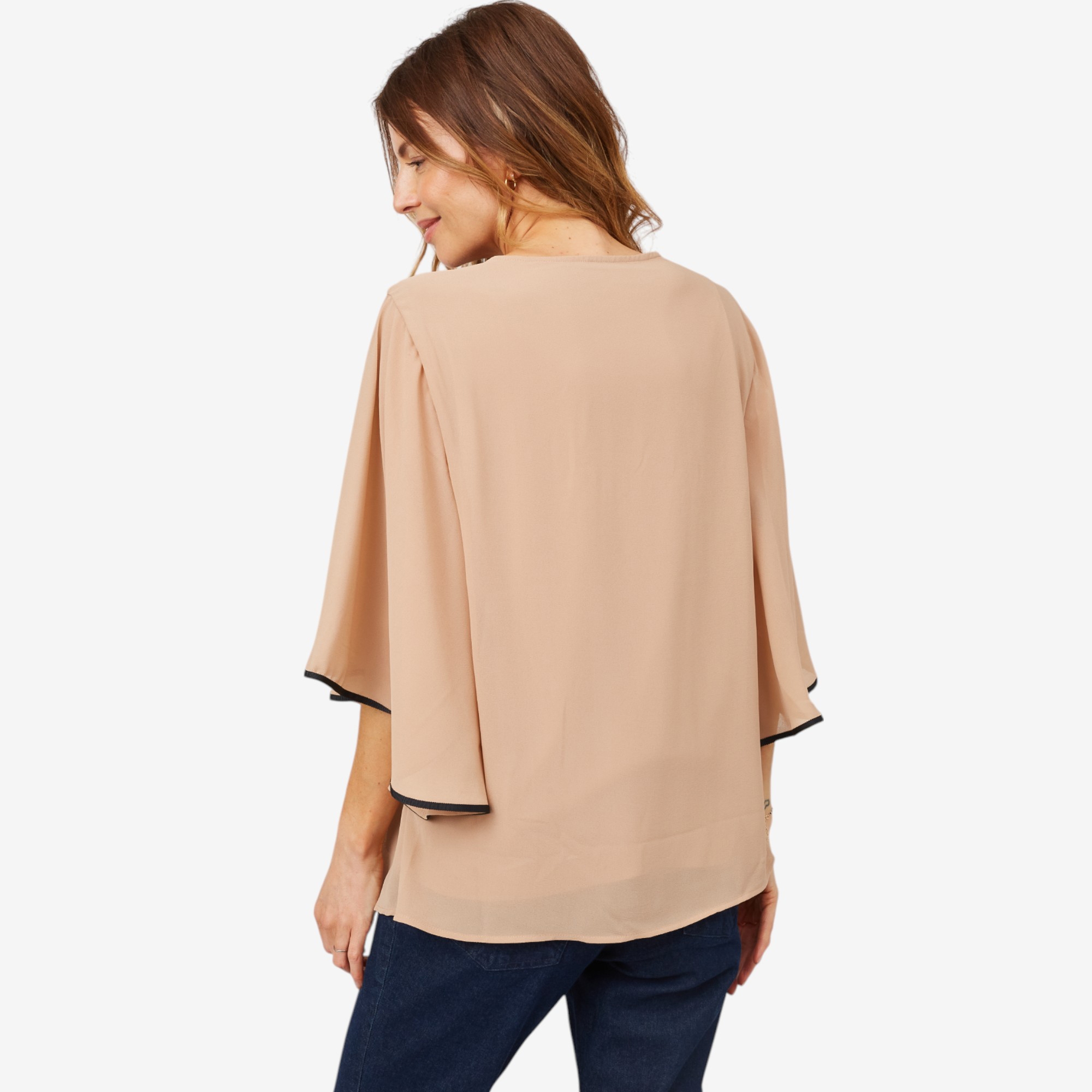 Hailey Lyn V-Neck Chiffon Dolman Sleeve Top - TSC.ca