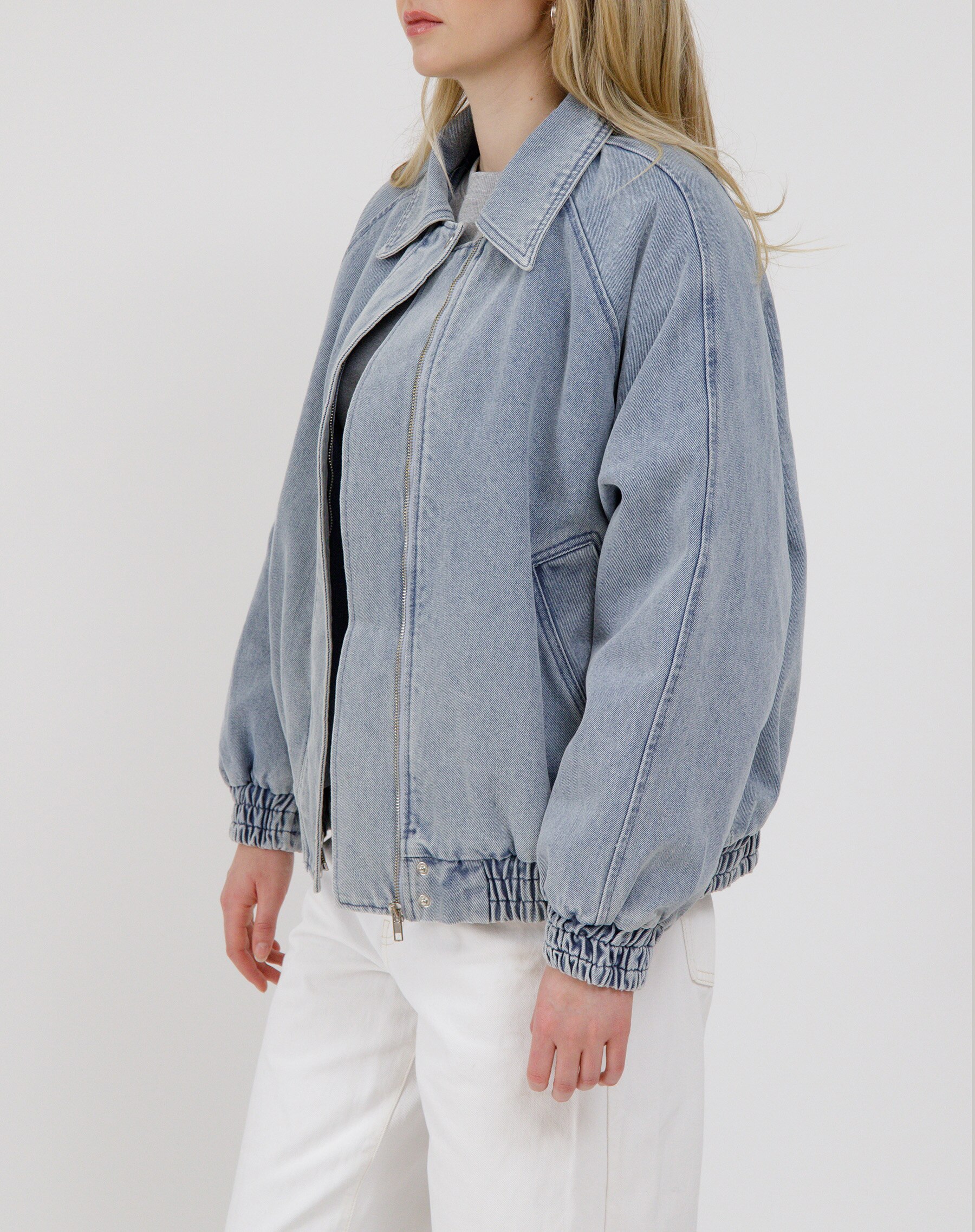 Brunette The Label Denim Bomber Jacket - TSC.ca