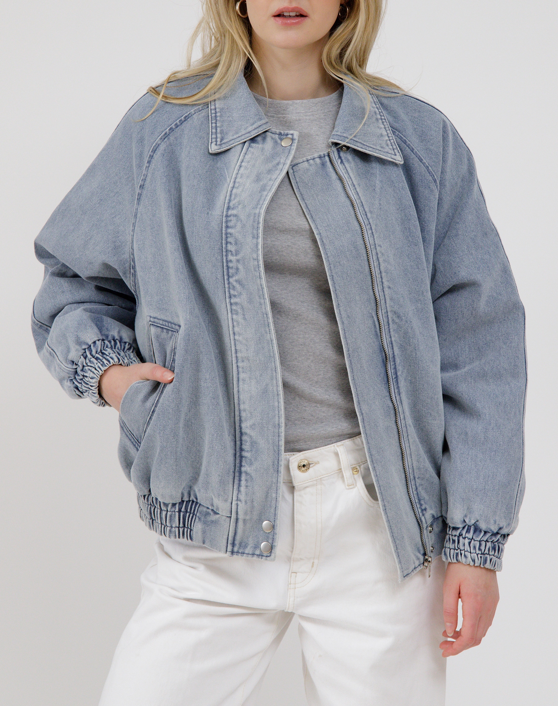 Brunette The Label Denim Bomber Jacket - TSC.ca