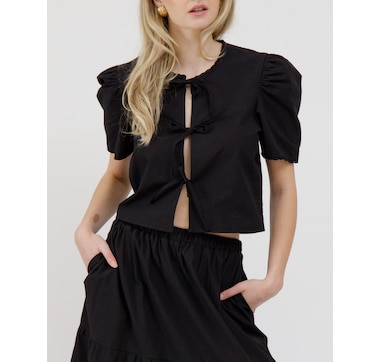  Brunette The Label Poplin Tie Up Top