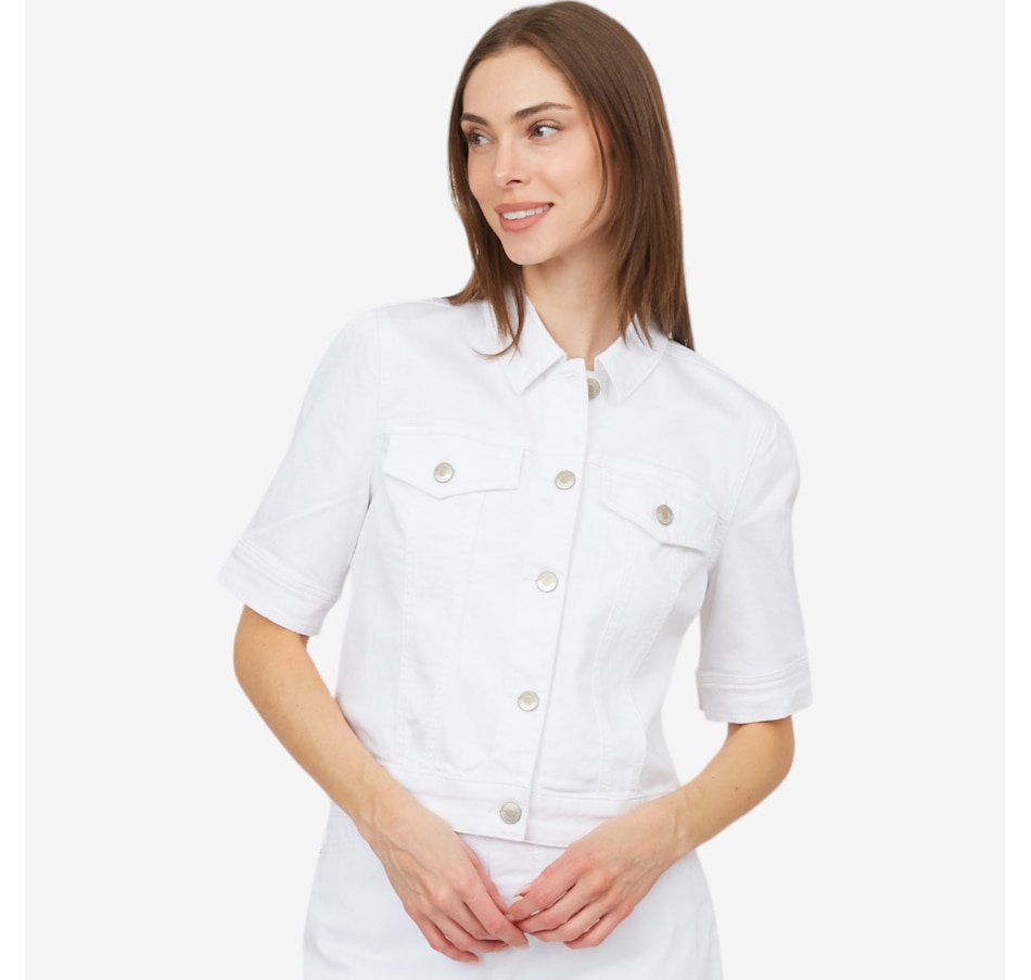Image 204008_WHT.jpg, Product 204-008 / Price $39.33, claudia ev Elbow Sleeve Denim Jacket from claudia ev on TSC.ca's Fashion department