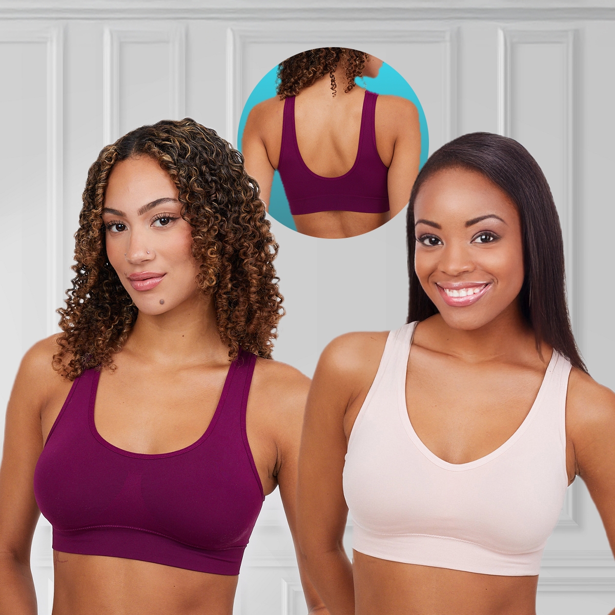 Jockey Back Smoothing and Seam Free Stretch Tank Bralette (2-pack
