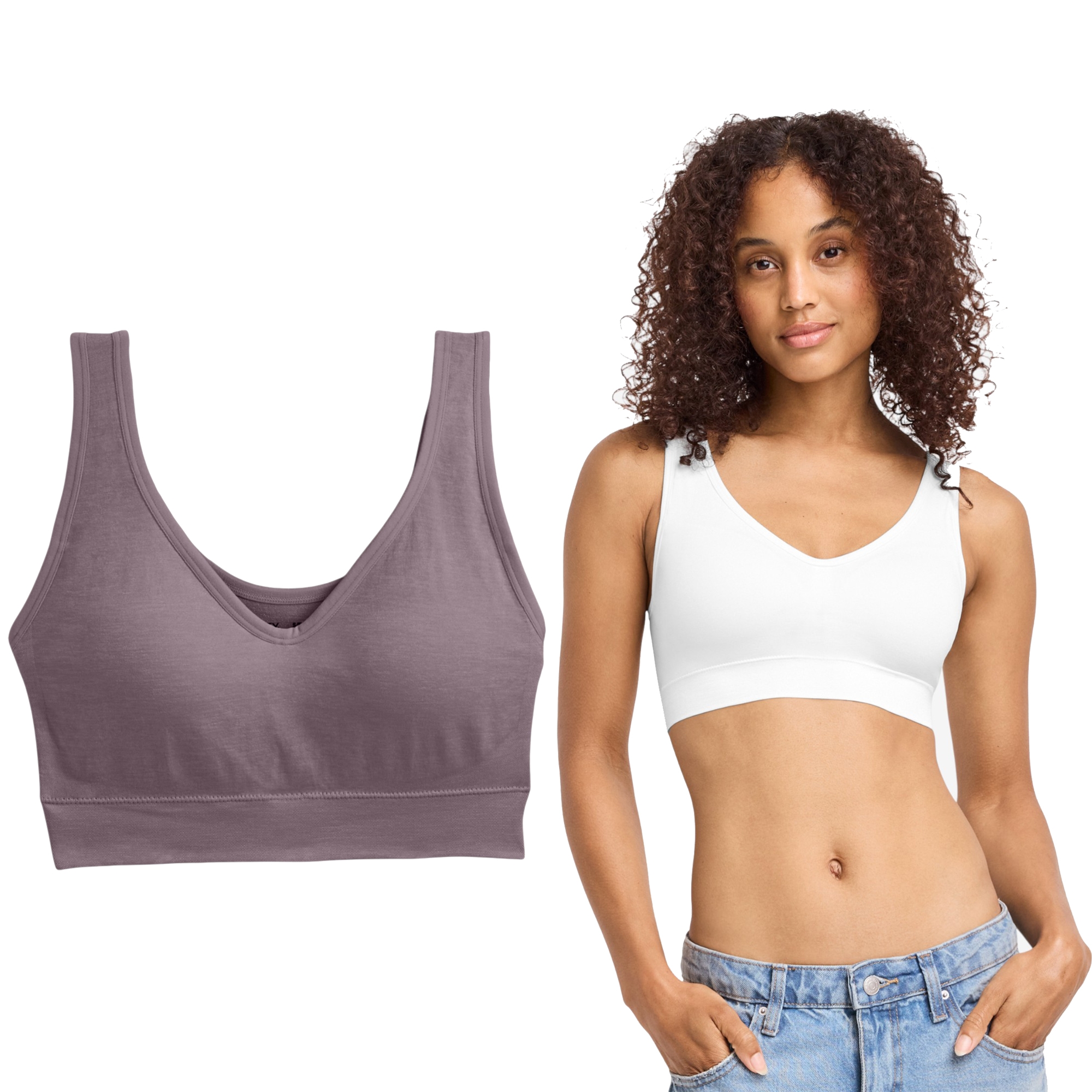 Jockey Back Smoothing and Seam Free Stretch Tank Bralette (2-pack