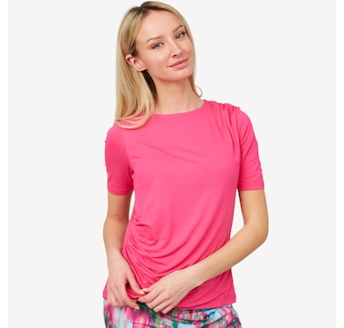 Product 204-481 / Price $59.99 , Badgley Mischka Gerry Short Sleeve Drape Top