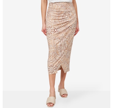 Product 204-492 / Price $69.88 , Badgley Mischka Ruched Side Drape Skirt