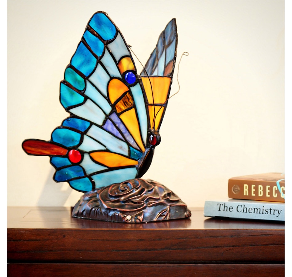 Image 205143_ALTMORE3.jpg, Product 205-143 / Price $79.99, Tiffany Style Blue Butterfly Accent Lamp from Tiffany Style Lighting on TSC.ca's Home & Garden department