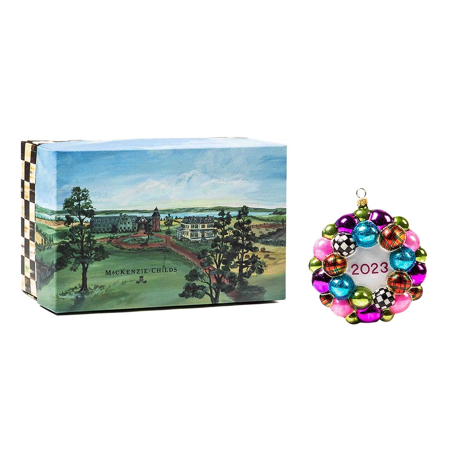 Image 205210_ALTMORE1.jpg, Product 205-210 / Price $59.33, MacKenzie-Childs Glass Ornament - Granny Kitsch 2023 Wreath, Keepsake Gift/Storage Box from MacKenzie Childs on TSC.ca's Home & Garden department