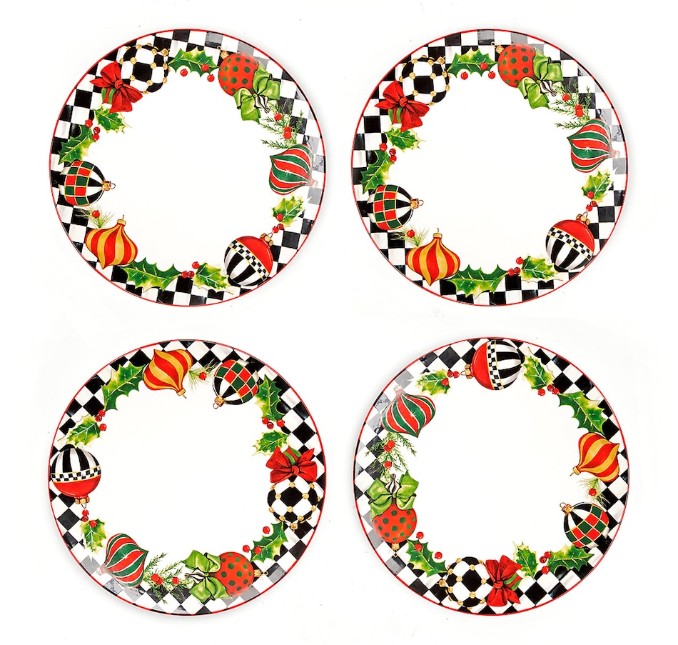 Image 205764.jpg, Product 205-764 / Price $130.00, MacKenzie-Childs Deck the Halls Dinner Plate (Set of 4) from MacKenzie Childs on TSC.ca's Kitchen department